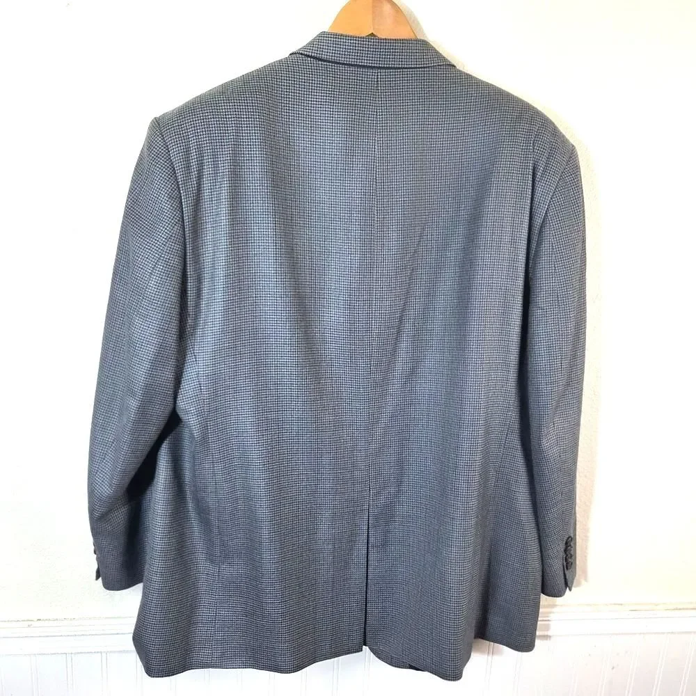 Lauren Ralph Lauren Blazer Mens 48R Blue Houndstooth Silk Wool Sport Coat Jacket